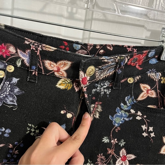 Erdem Black Floral Millicent Skinny Jeans Zipper Fly US 4 B - Picture 3 of 12